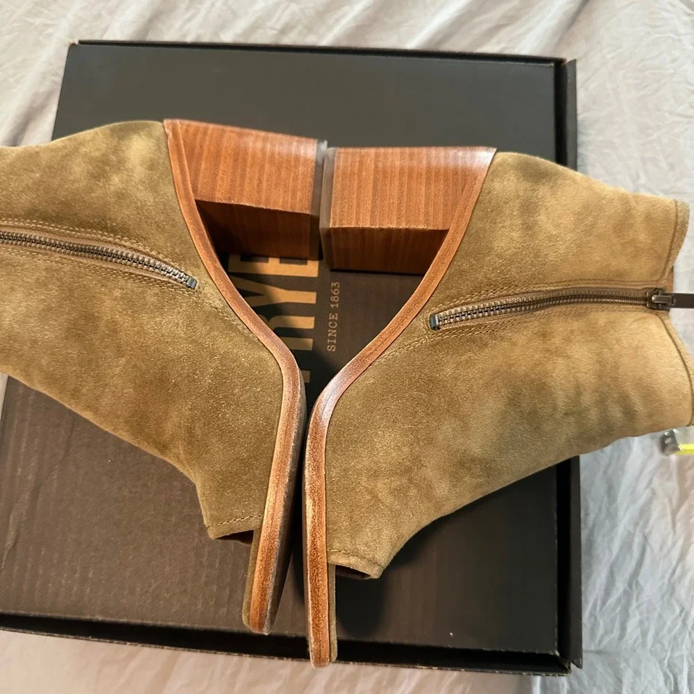Frye Danica Peep Bootie Sand Suede Open Toe Ankle Boots 78034 8.5 M - Picture 6 of 7